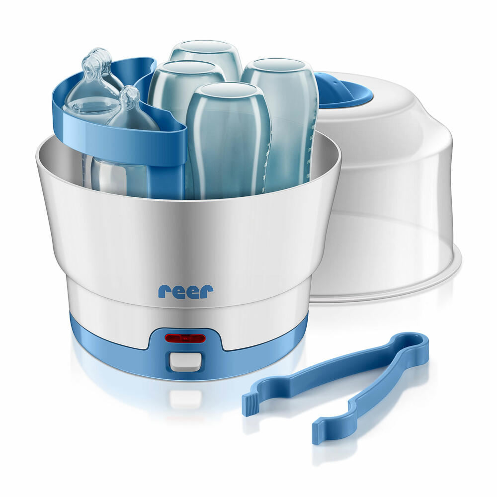 reer VapoMat Vaporisator, Desinfektionsgerät, Dampfsterilisator, Sterilisator, für 6 Babyflaschen, 36020