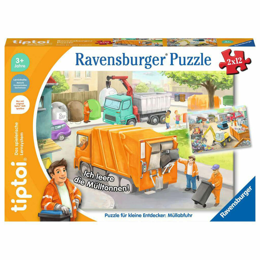 Ravensburger tiptoi puzzle for little explorers: garbage collection, children's puzzle, children's game, educational game, 00172