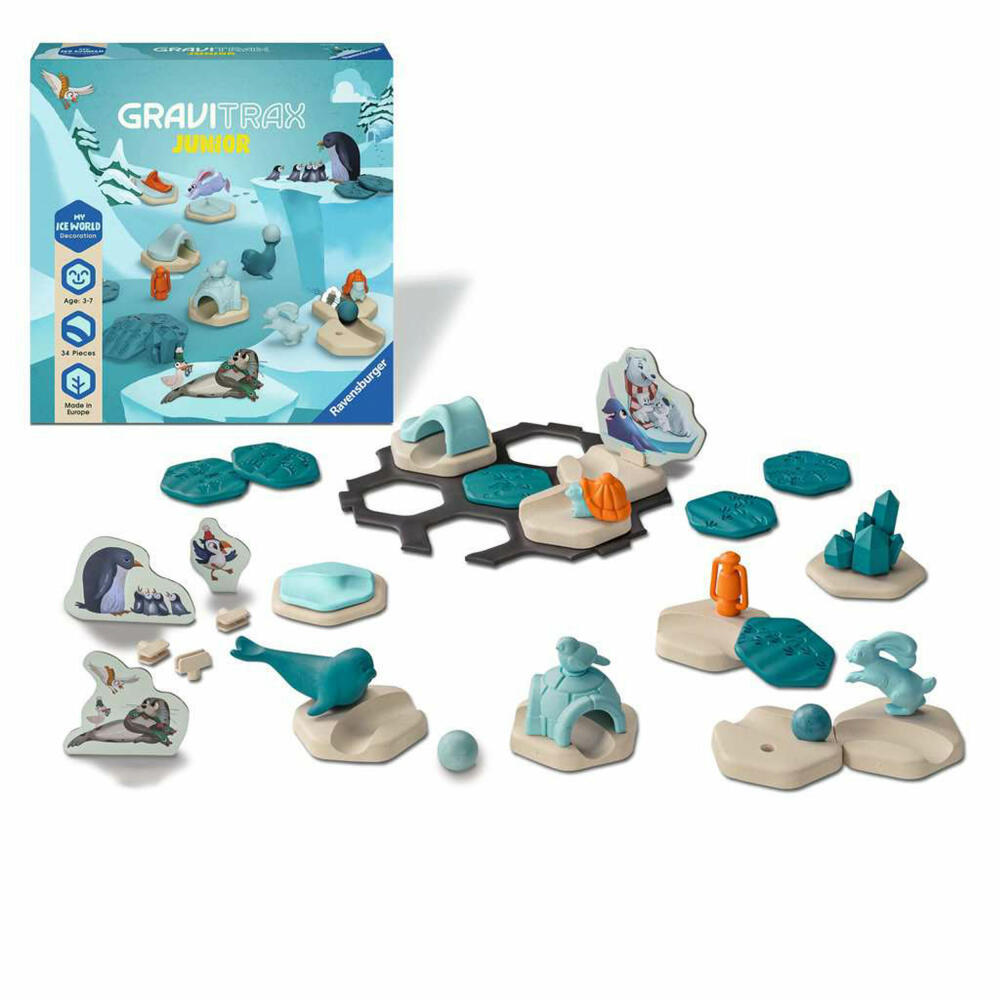 Ravensburger GraviTrax Junior Extension Ice, Erweiterung, Kugelbahnsystem, Kugelbahn, Zubehör, 23748