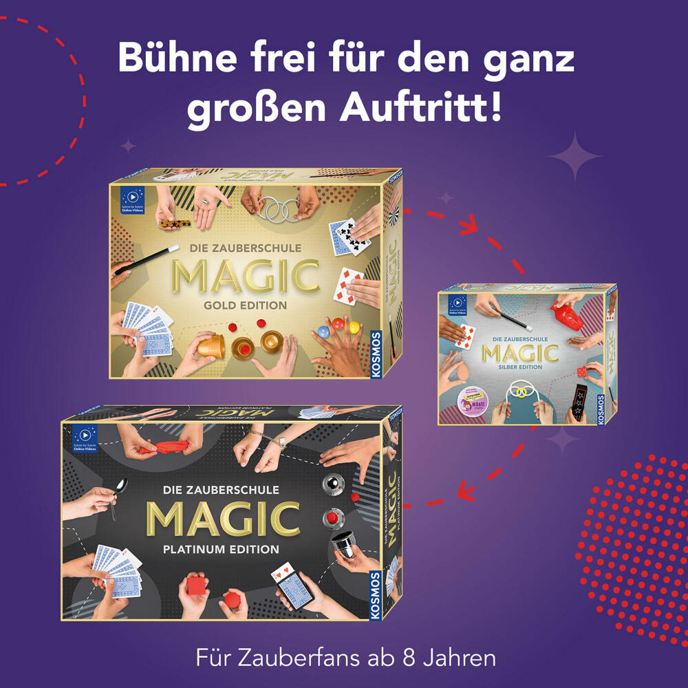 KOSMOS Die Zauberschule Magic Silber Edition, Zauberkasten, Experimentierkasten, Zaubern, ab 8 Jahren, 601799