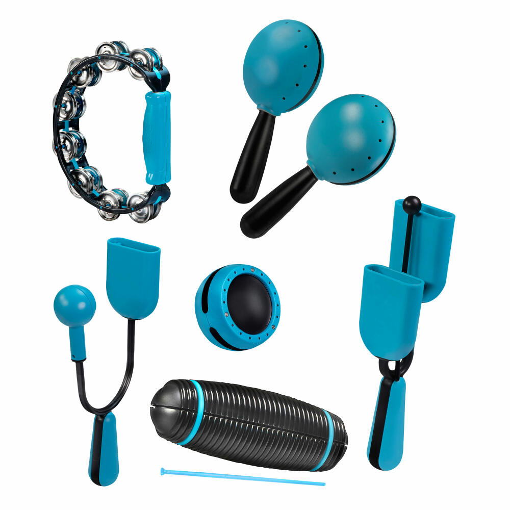 Voggenreiter Hi-Lo set, 6 pieces, guiro, vibra, agogo, shaker, maracas, tambourine, instruments, rattle, tambourine, percussion, from 6 years, 1183