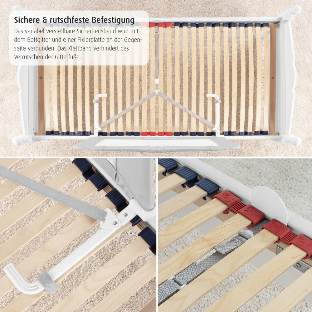 reer ByMySide XL Bettgitter, Rausfallschutz für Bett, Bettschutzgitter, Schutzgitter, mit Abklappfunktion, Länge 100 cm, 45010