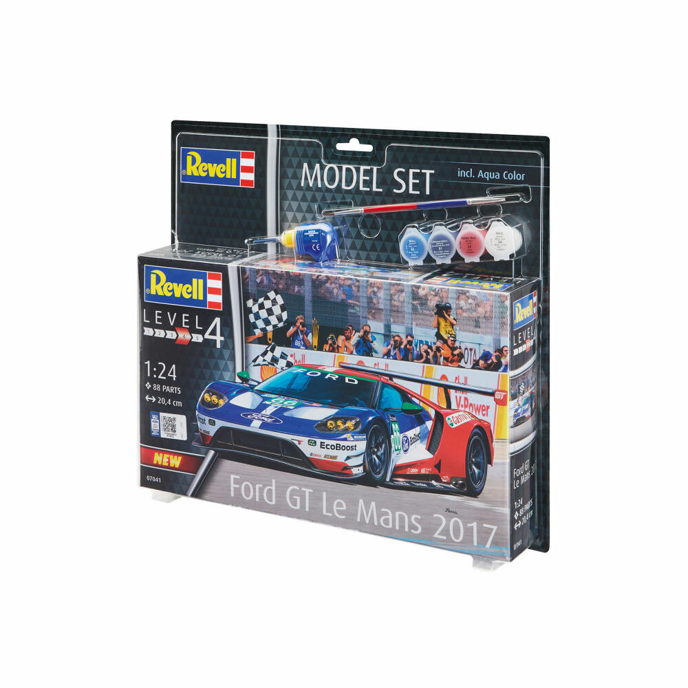 Revell Model Set Ford GT - Le Mans 2017, Rennwagen, Modellbausatz mit Farben und Kleber, 88 Teile, ab 12 Jahren, 67041