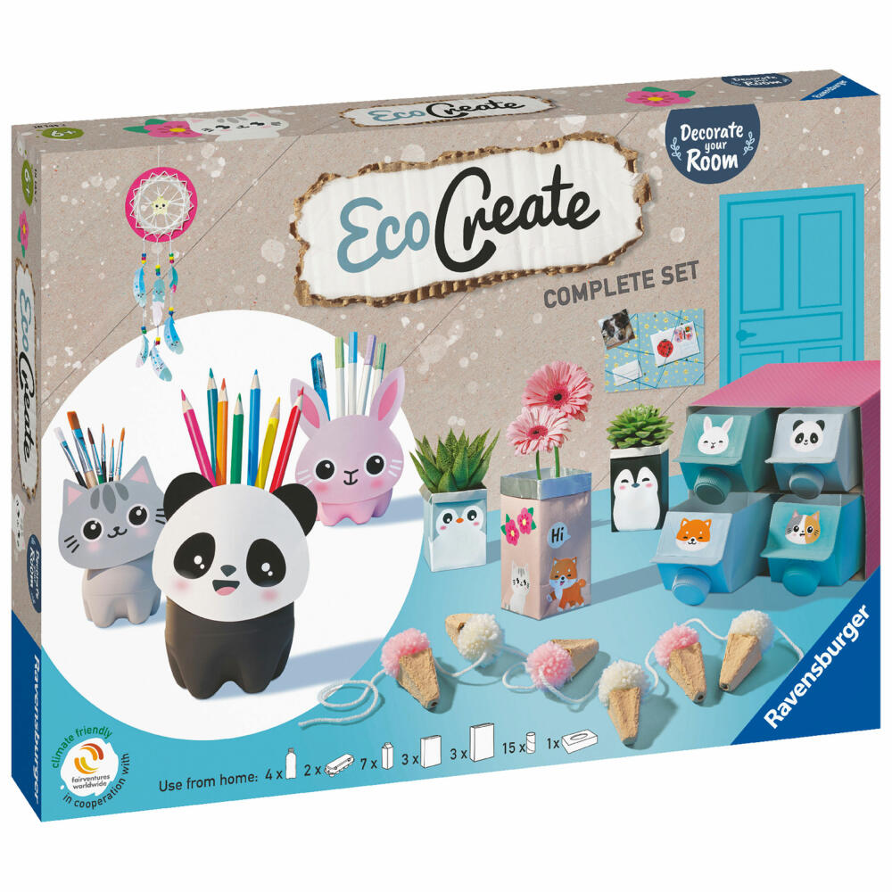Ravensburger EcoCreate Decorate your Room, Bastelset, Kreativset, Bastel Set, Kinder, Upcycling , Basteln, 18145