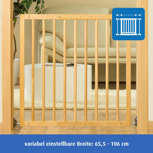 reer Basic Schraubgitter, Türgitter, Treppengitter, Treppenschutzgitter, Schutzgitter, Holz, 65.5 - 106 cm, 46977