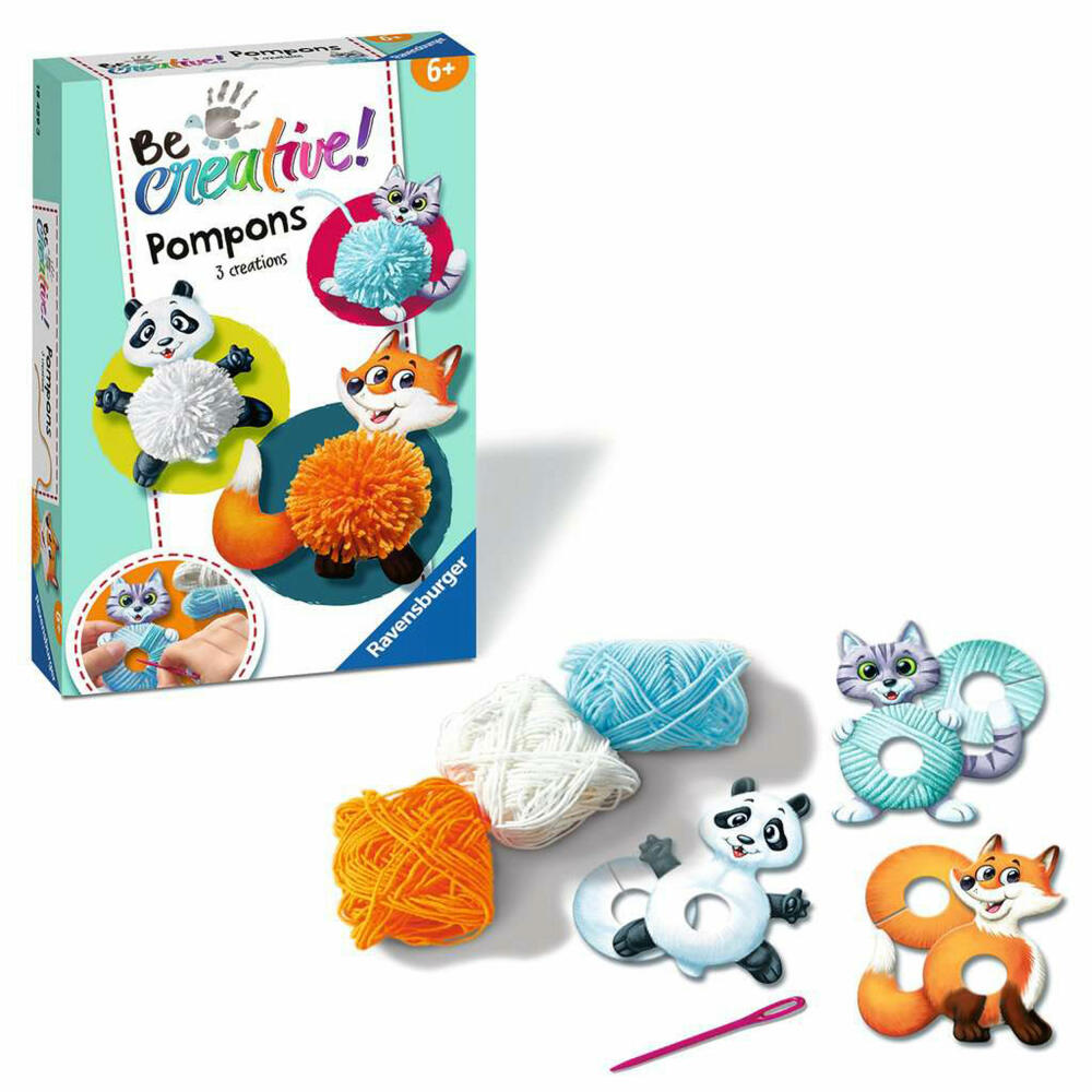 Ravensburger BeCreative Pompon Animals, Pompon Tiere, DIY, Bastelset, Bastel Set, Basteln, 18429