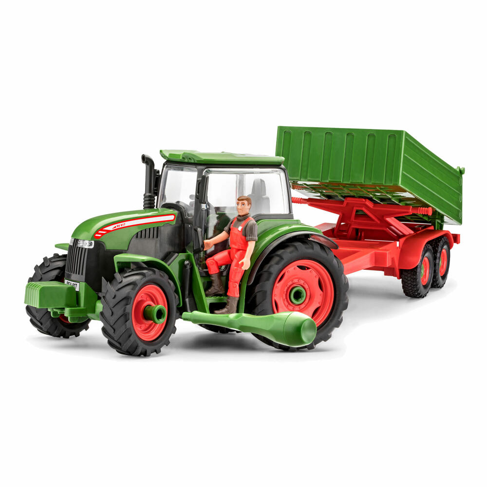 Revell Junior Kit Traktor mit Anhänger, mit Spielfigur, Modellbausatz für Kinder, 67 Teile, ab 4 Jahren, 00817