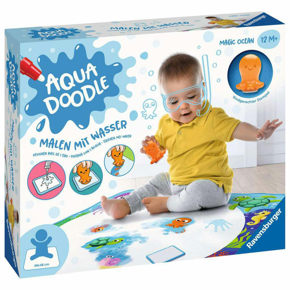 Ravensburger Aquadoodle Magic Ocean, painting with water, water painting mat, with stamp, 04568