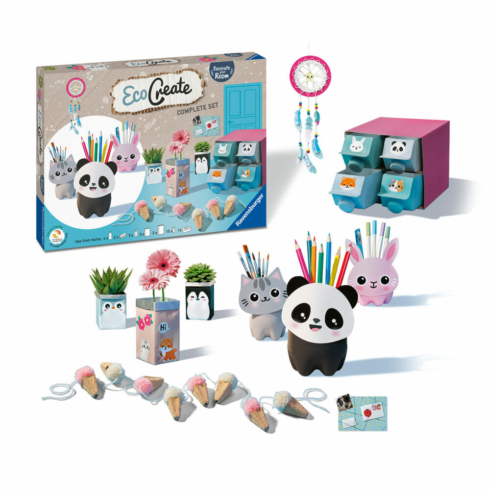 Ravensburger EcoCreate Decorate your Room, Bastelset, Kreativset, Bastel Set, Kinder, Upcycling , Basteln, 18145