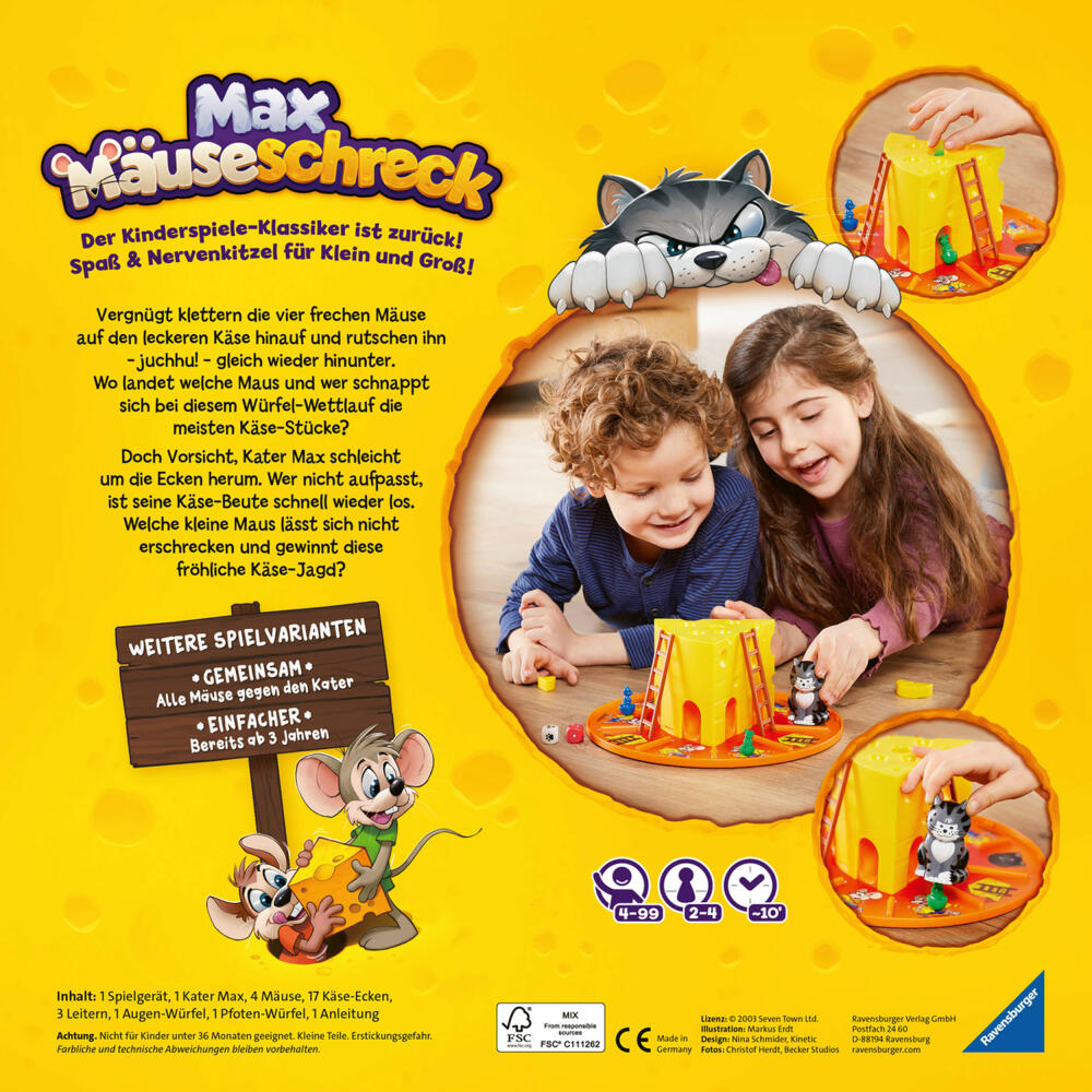 Ravensburger Max Mäuseschreck, children's game, dice game, running game, children's game, 24562
