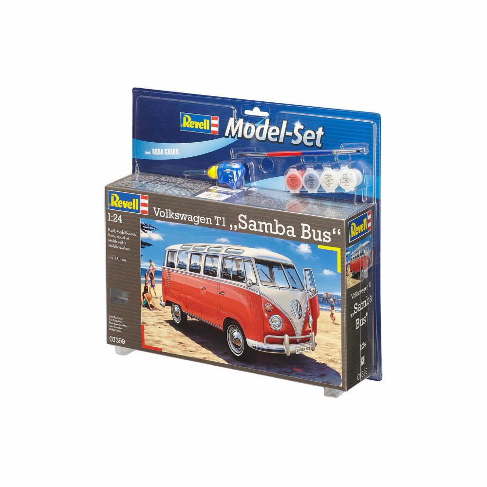 Revell Model Set VW T1 Samba Bus, VW-Bus, Modellbausatz mit Farben und Kleber, 173 Teile, ab 12 Jahren, 67399