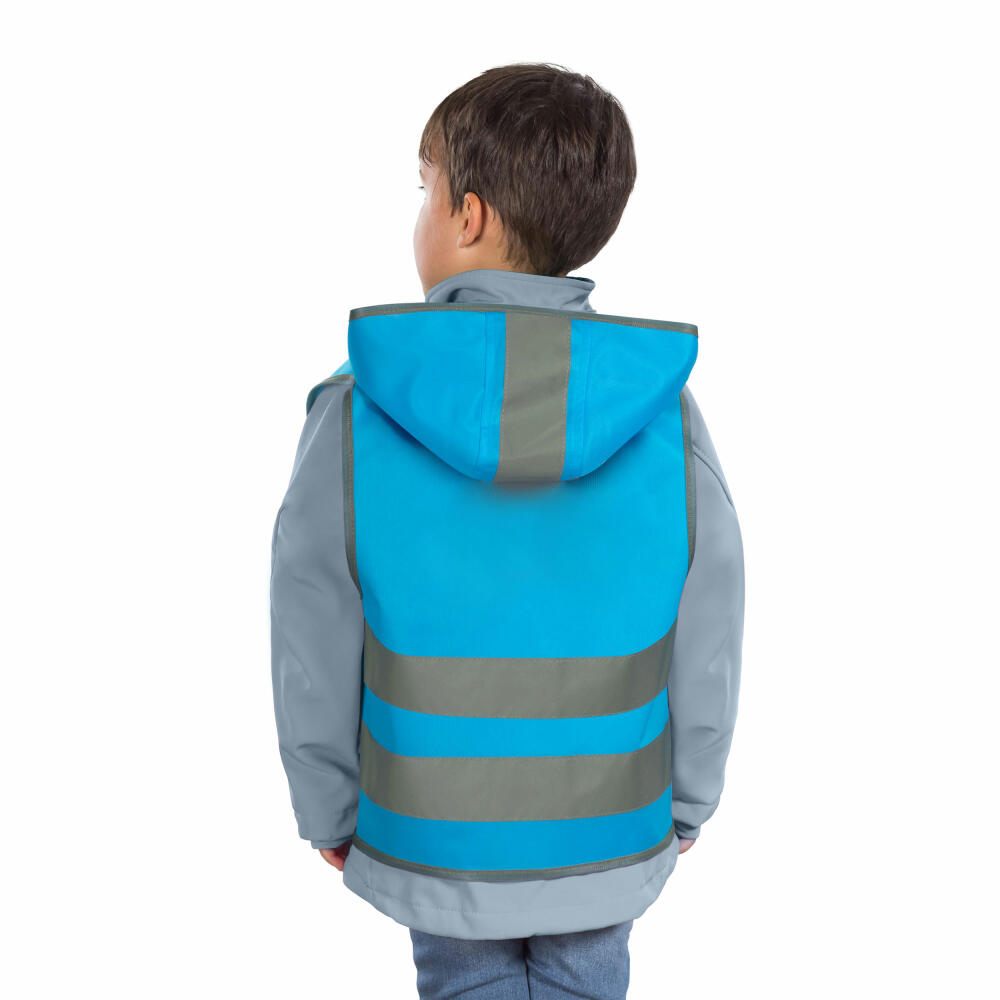 reer MyBuddyGuard Sicherheitsweste, Warnweste, Signalweste, Kinder, mit Kapuze, Blau, 53012