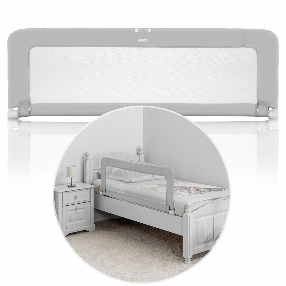reer ByMySide XL Bettgitter, Rausfallschutz für Bett, Bettschutzgitter, Schutzgitter, mit Abklappfunktion, Länge 100 cm, 45010