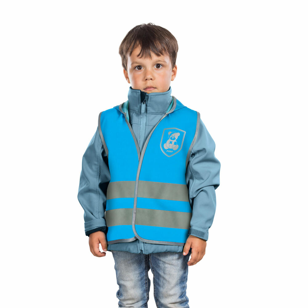 reer MyBuddyGuard Sicherheitsweste, Warnweste, Signalweste, Kinder, mit Kapuze, Blau, 53012