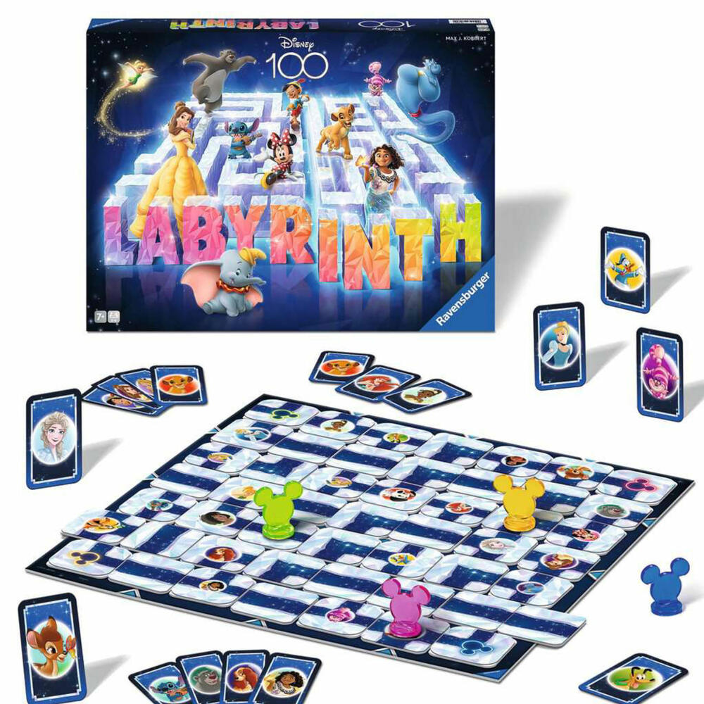 Ravensburger Disney 100 Labyrinth, board game, sliding game, parlor game, family game, 27460