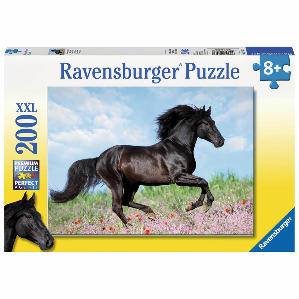Ravensburger Puzzle Schwarzer Hengst, Kinderpuzzle, Legespiel, Kinder Spiel, Puzzlespiel, 200 Teile XXL, 12803 7