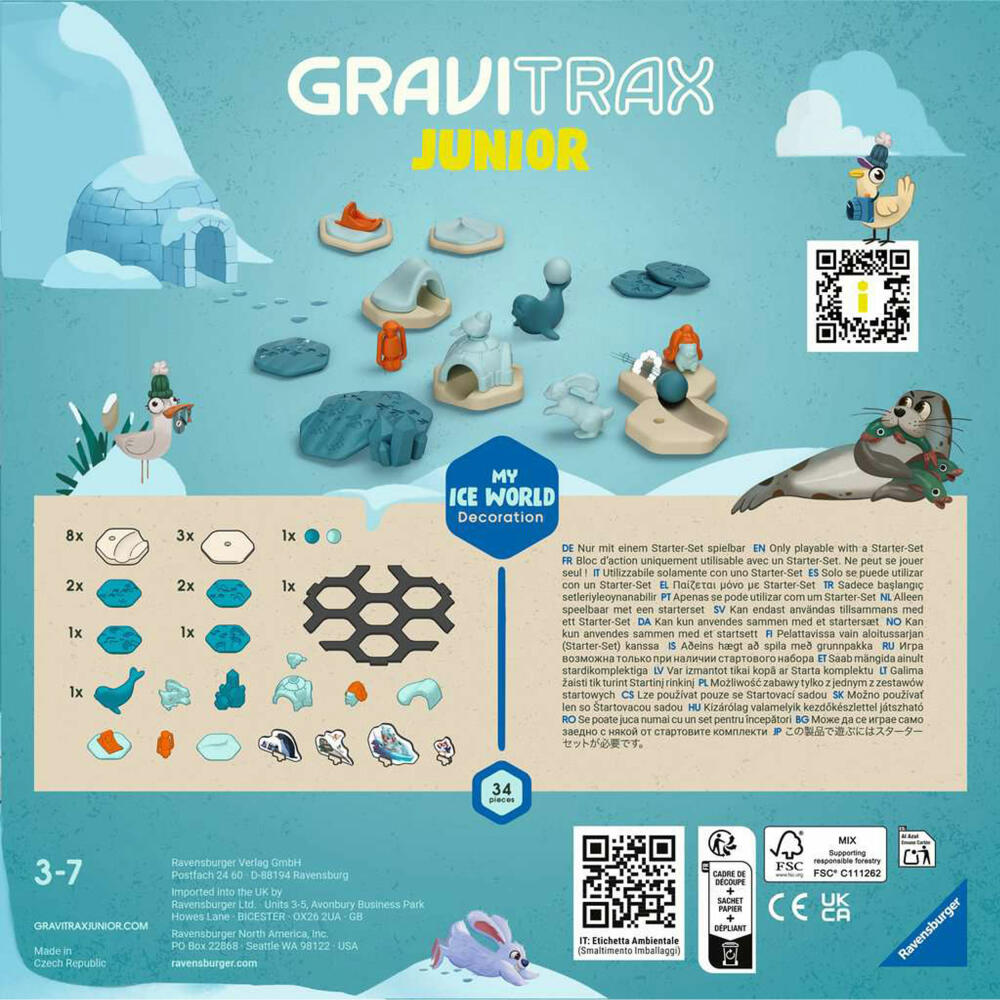 Ravensburger GraviTrax Junior Extension Ice, Erweiterung, Kugelbahnsystem, Kugelbahn, Zubehör, 23748