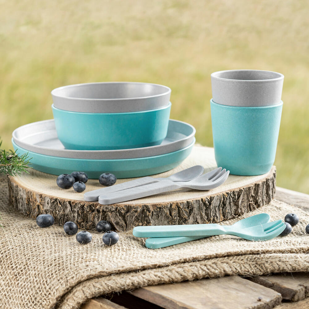 reer Growing Besteck, 4-tlg., Kinderbesteck, Löffel, Gabel, Kinder, Blau / Grau, 22063