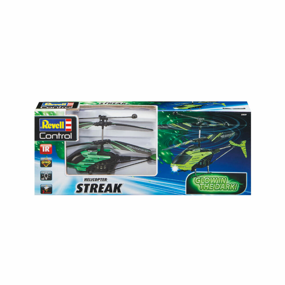 Revell Control Glow in the Dark Helicopter Streak, ferngesteuerter Hubschrauber, Infrarot, ab 8 Jahren, 23829