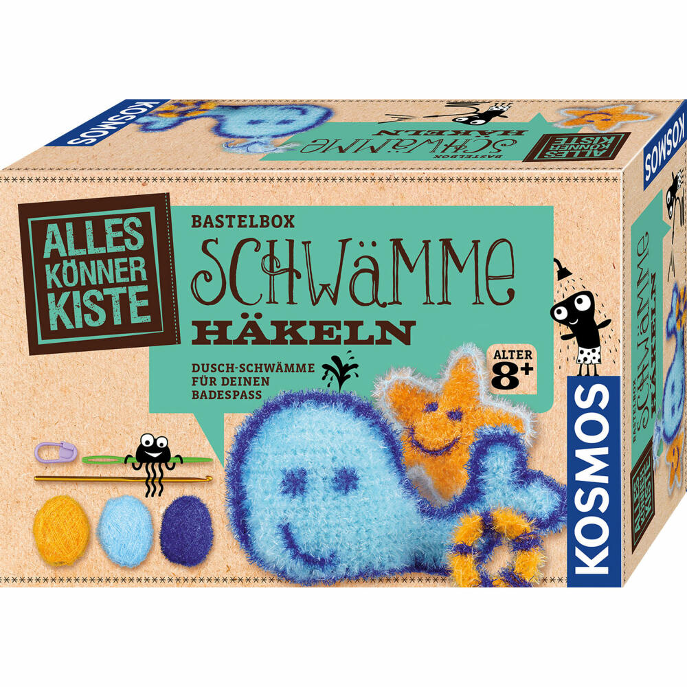 KOSMOS AllesKönnerKiste Schwämme häkeln, Experimentierkasten, Bastel Set, Bastelbox, ab 8 Jahren, 604622