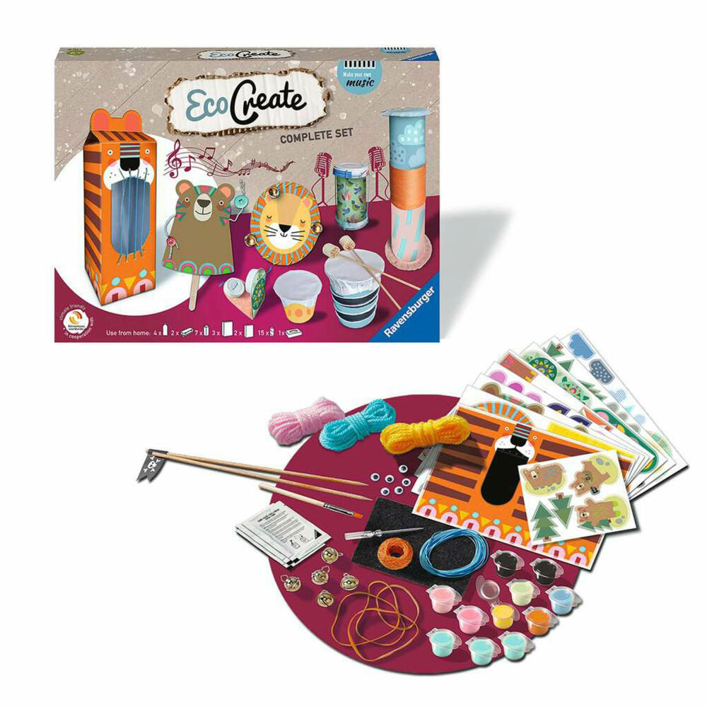 Ravensburger EcoCreate Make your own Music, Bastelset, Kreativset, Bastel Set, Kinder, Upcycling, Basteln, ab 6 Jahren, 20229