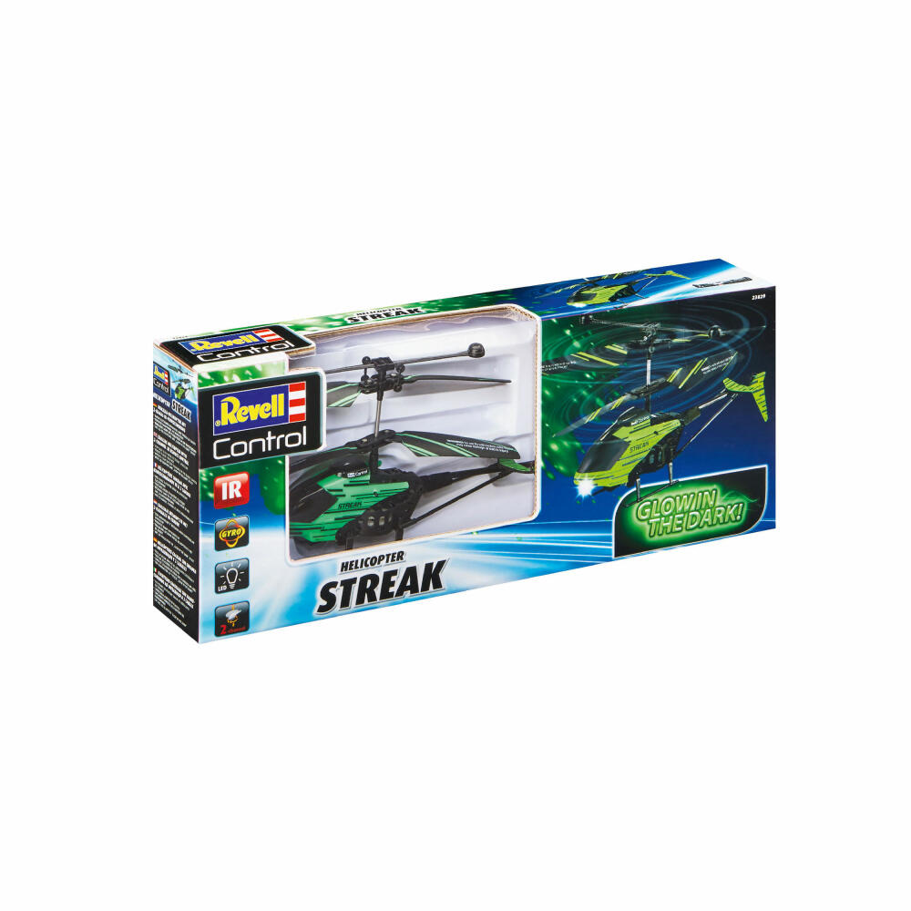 Revell Control Glow in the Dark Helicopter Streak, ferngesteuerter Hubschrauber, Infrarot, ab 8 Jahren, 23829