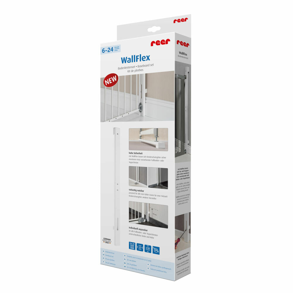 reer WallFlex Bodenleistenset, Befestigungsleisten für Schutzgitter, Kindersicherung, Kinder Sicherung, 46060