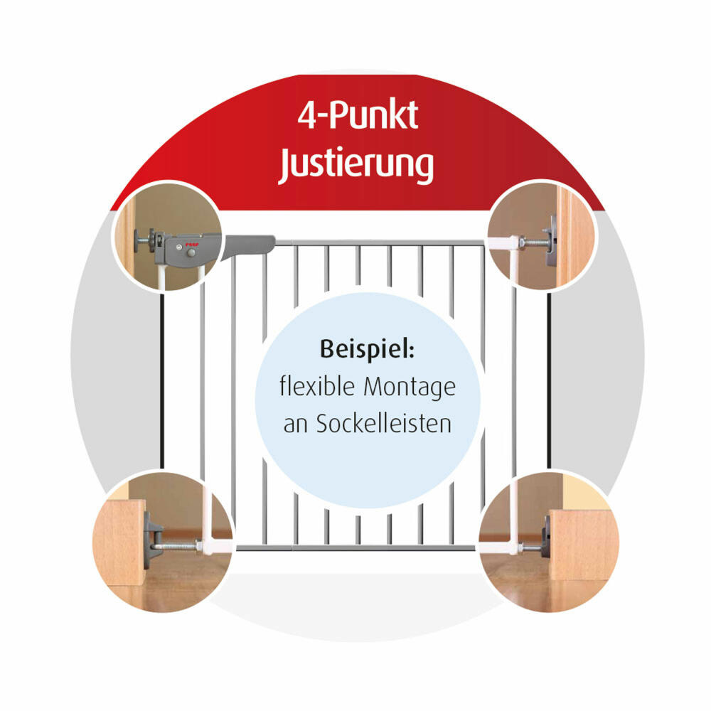 reer S-Gate Schraubgitter, Türgitter, Treppengitter, Treppenschutzgitter, Schutzgitter, Active-Lock, Zum Schrauben, Metall, Breite 73 - 110 cm, 46115