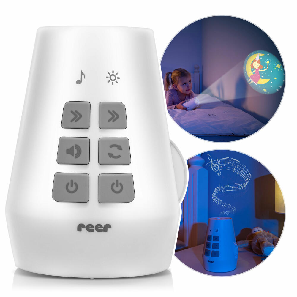 reer DreamBeam Motivprojektor, mit Einschlafliedern, Motiv Projektor, Kinder, Weiß, 52110