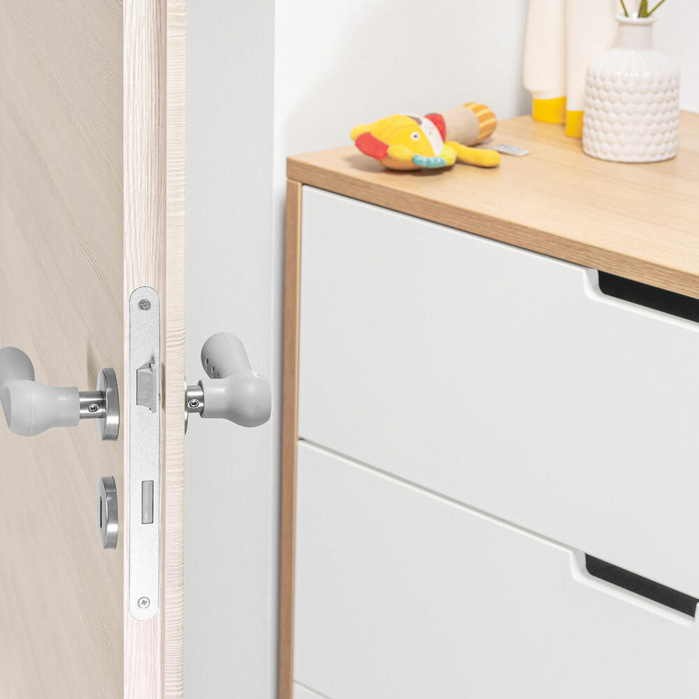reer HandleGuard Türgriffschutz, 2er Set, Türklinkenabdeckung, Türgriff Schutz, Abdeckung, Kinder Sicherung, Grau, 70071