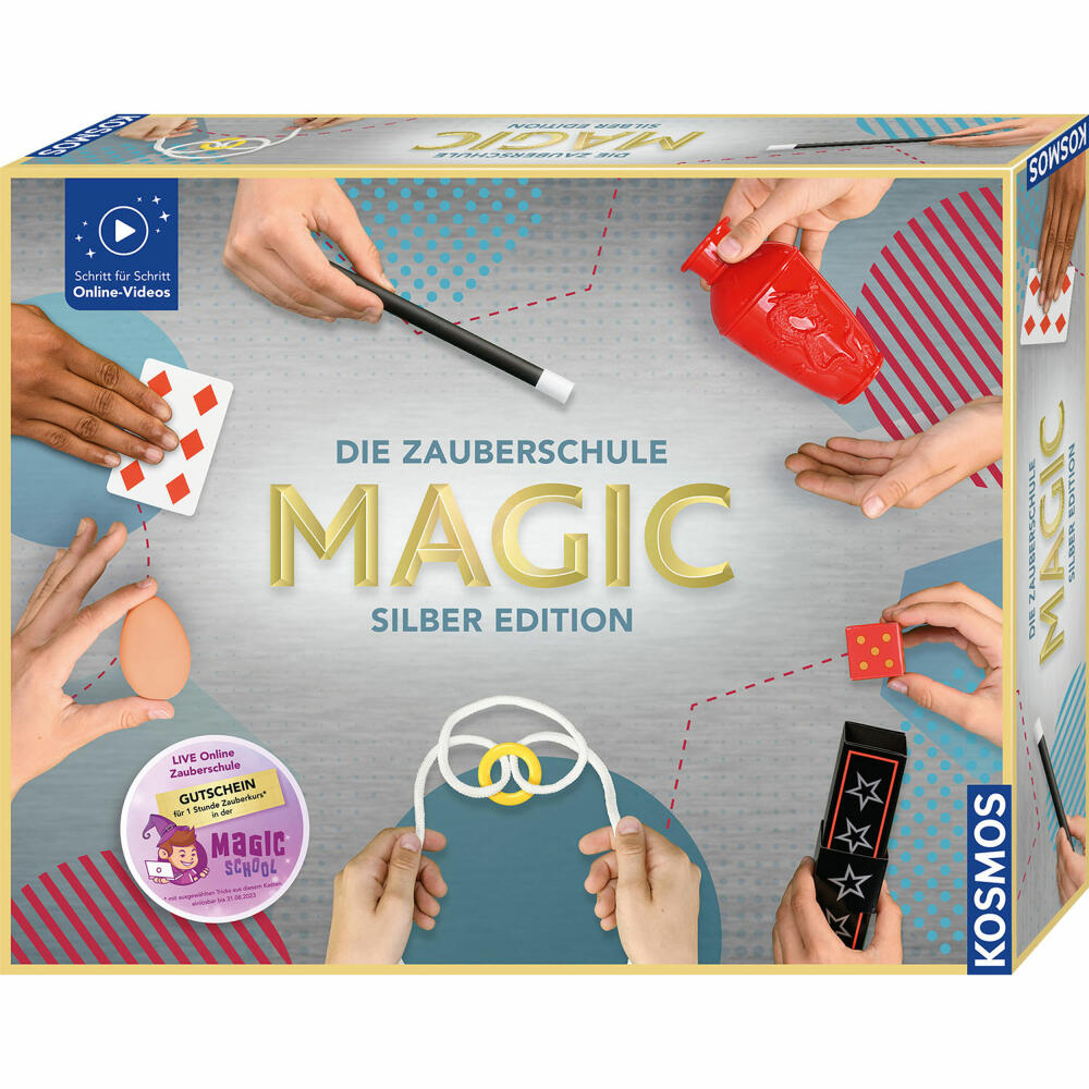 KOSMOS Die Zauberschule Magic Silber Edition, Zauberkasten, Experimentierkasten, Zaubern, ab 8 Jahren, 601799