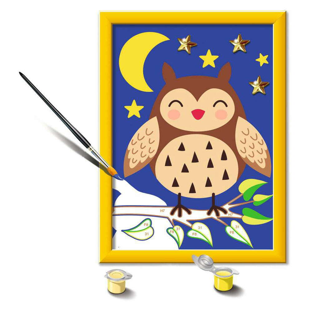 Ravensburger Paint by Numbers Cute Owl, Painting Set, Coloring Page, Children, from 7 years, 23635