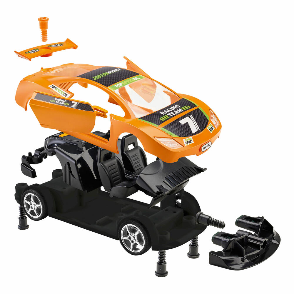 Revell Junior Kit Pull Back Racing Car, Rennauto, Orange, Modellbausatz für Kinder, 38 Teile, ab 4 Jahren, 00832