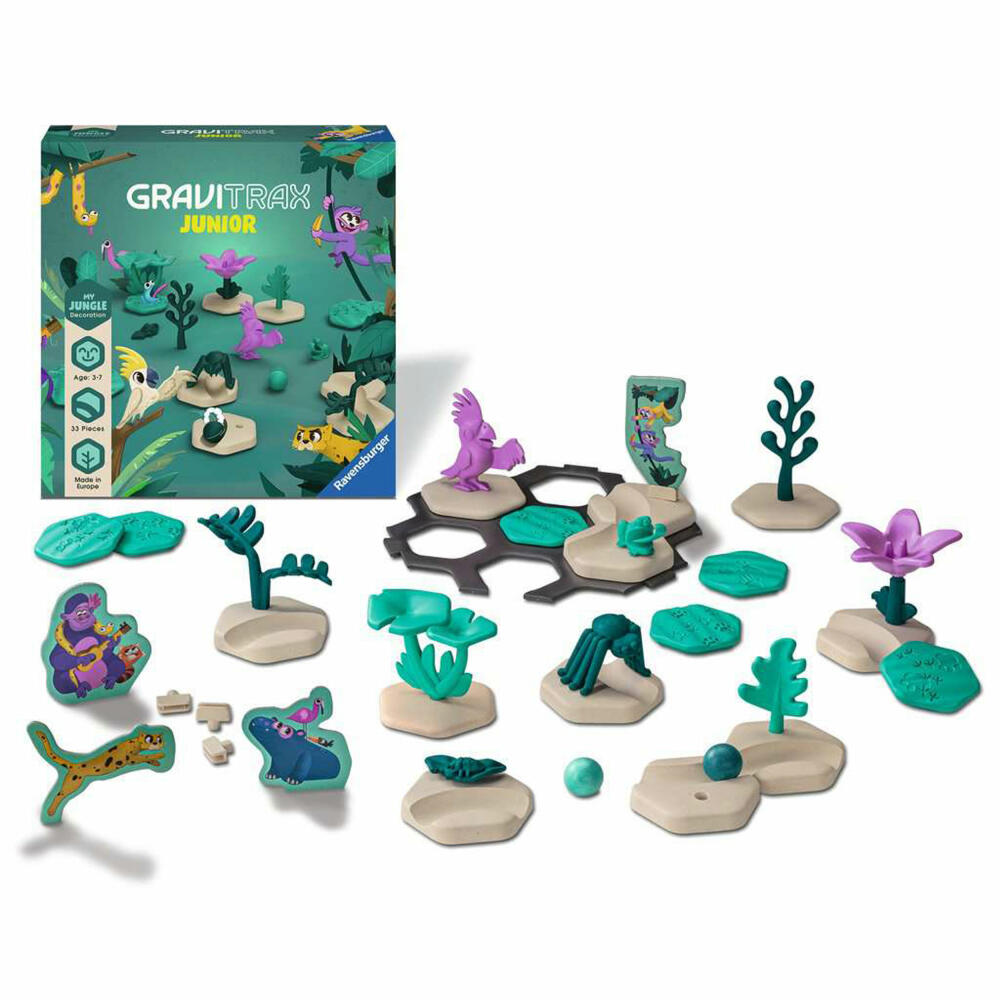 Ravensburger GraviTrax Junior Extension Jungle, Erweiterung, Kugelbahnsystem, Kugelbahn, Zubehör, 23747