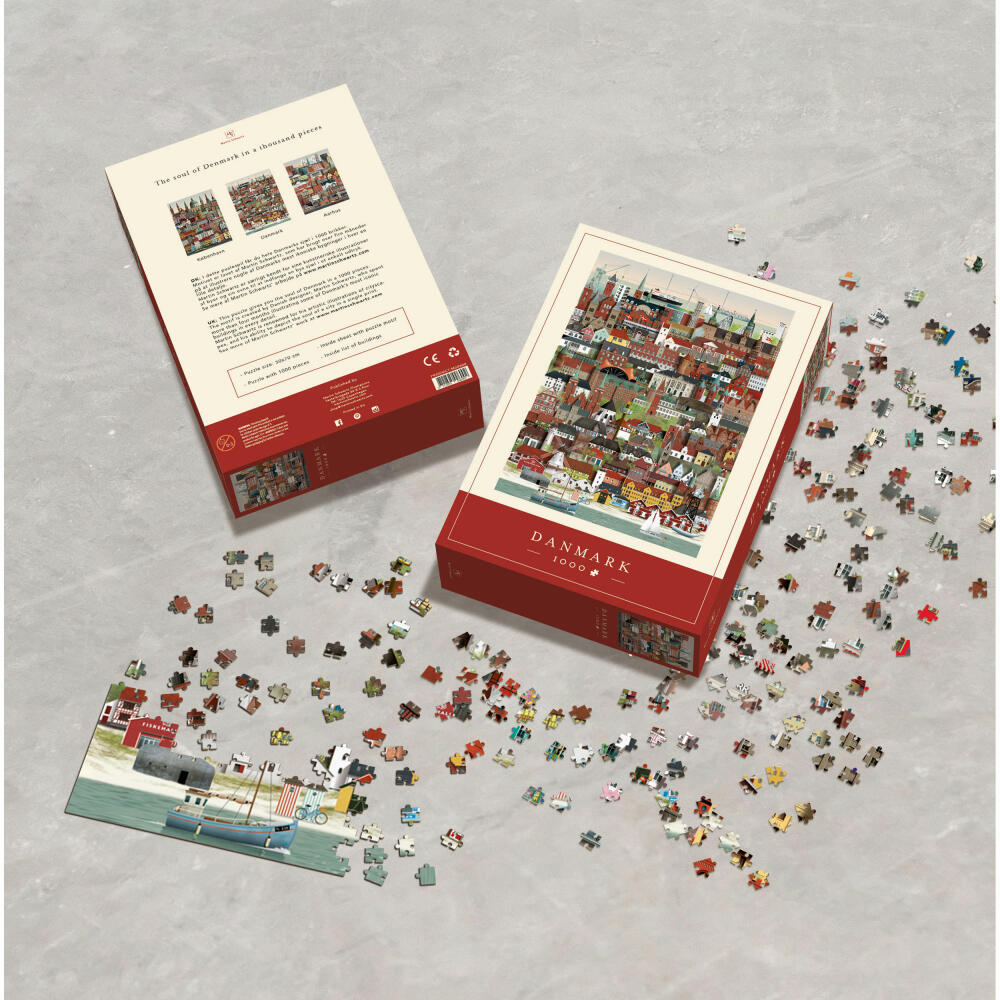 Martin Schwartz Puzzle Denmark / Danmark, City Puzzle Denmark, 50 x 70 cm, 1000 pieces, MS0600