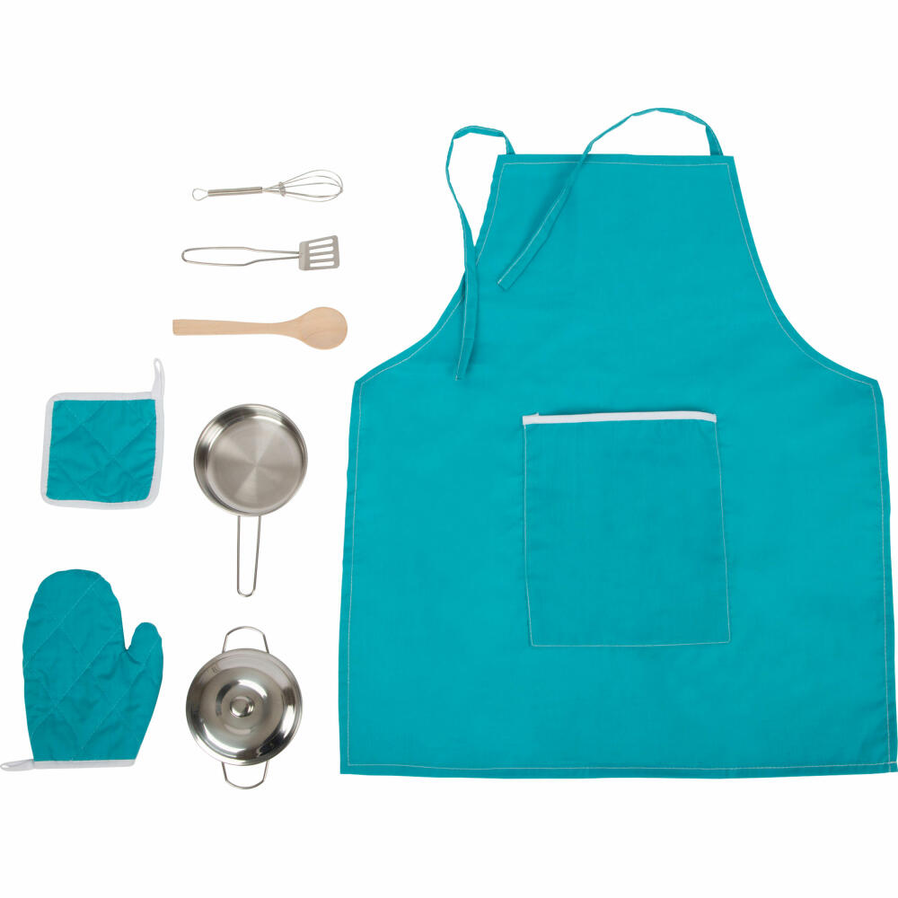 Legler small foot cooking set with apron, 8-piece, children's apron, wooden spoon, children's kitchen, accessories, 11966