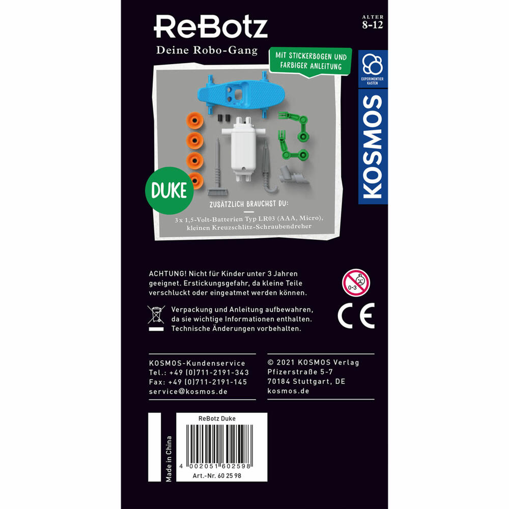 KOSMOS ReBotz - Duke der Skating-Bot, Roboter, Experimentierkasten, Bots, Spielzeug, 602598
