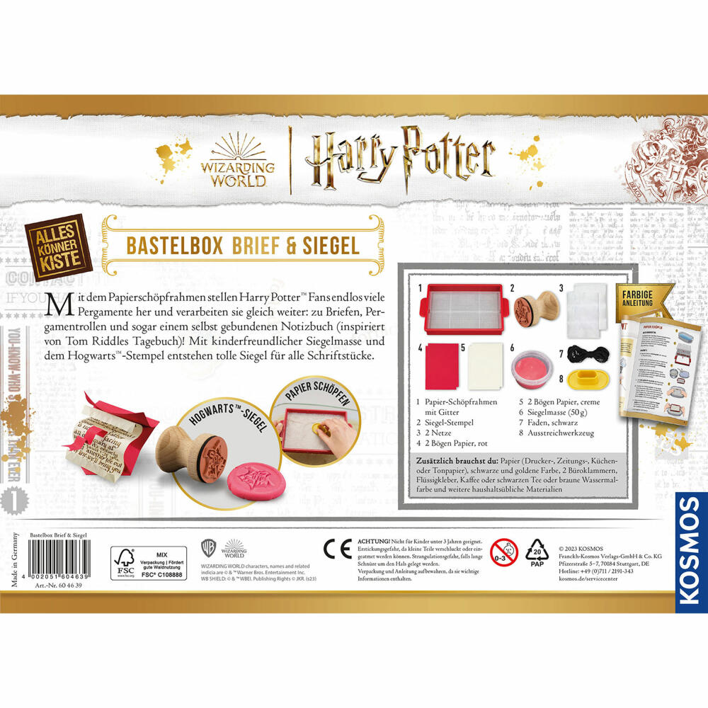 KOSMOS AllesKönnerKiste Harry Potter Craft Box Letter and Seal, Craft Set, Crafting, from 8 years, 604639