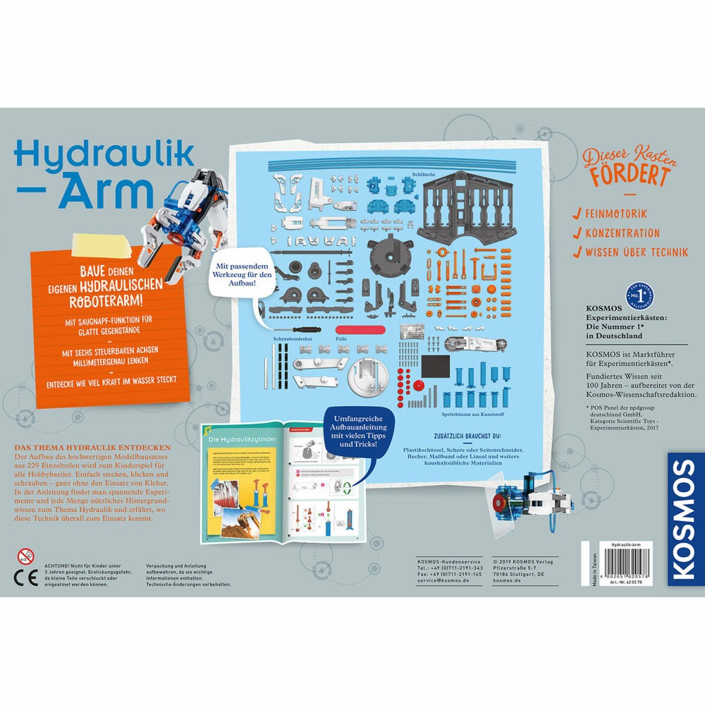 KOSMOS Hydraulik-Arm, Modellbausatz, Technik, Spielzeug, Basteln, Bauen, ab 10 Jahre, 620578