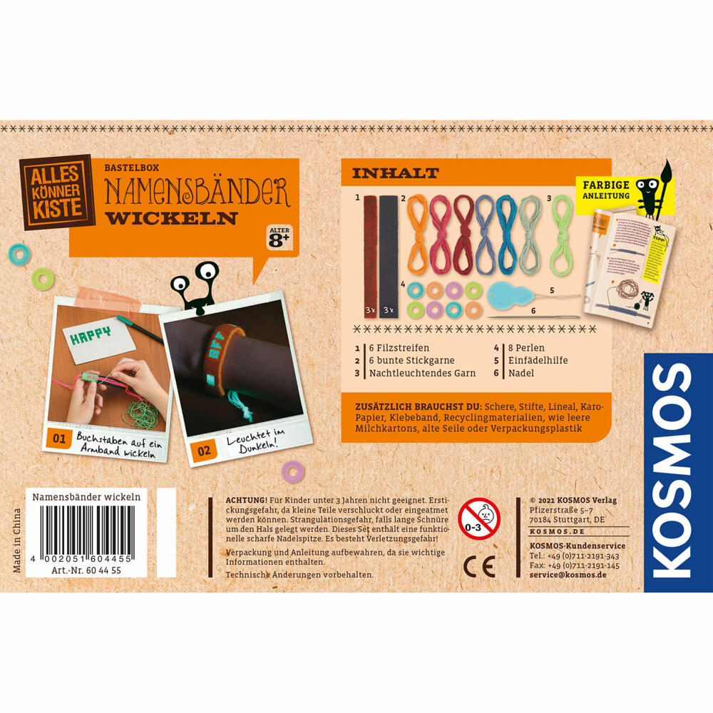 KOSMOS AllesKönnerKiste name bands, craft box, friendship bracelets, from 8 years, 604455