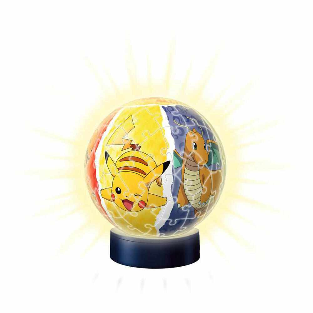 Ravensburger 3D-Puzzle Nachtlicht - Pokémon, 3D Puzzle, Puzzleball, Kinderpuzzle, 72 Teile, 11547