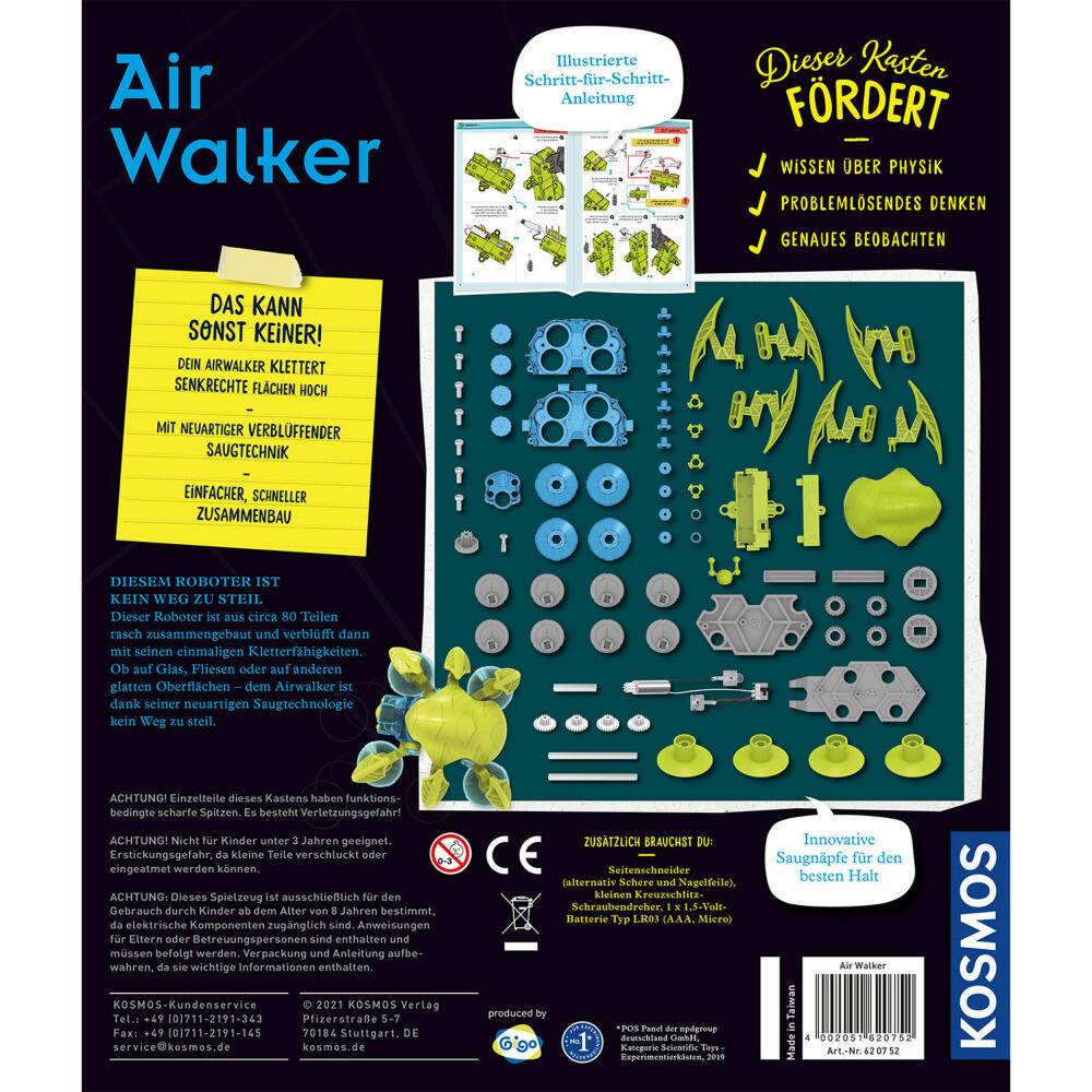 KOSMOS Experimentierkasten Airwalker, Roboter, Baukasten, Expermiente, ab 8 Jahren, 620752