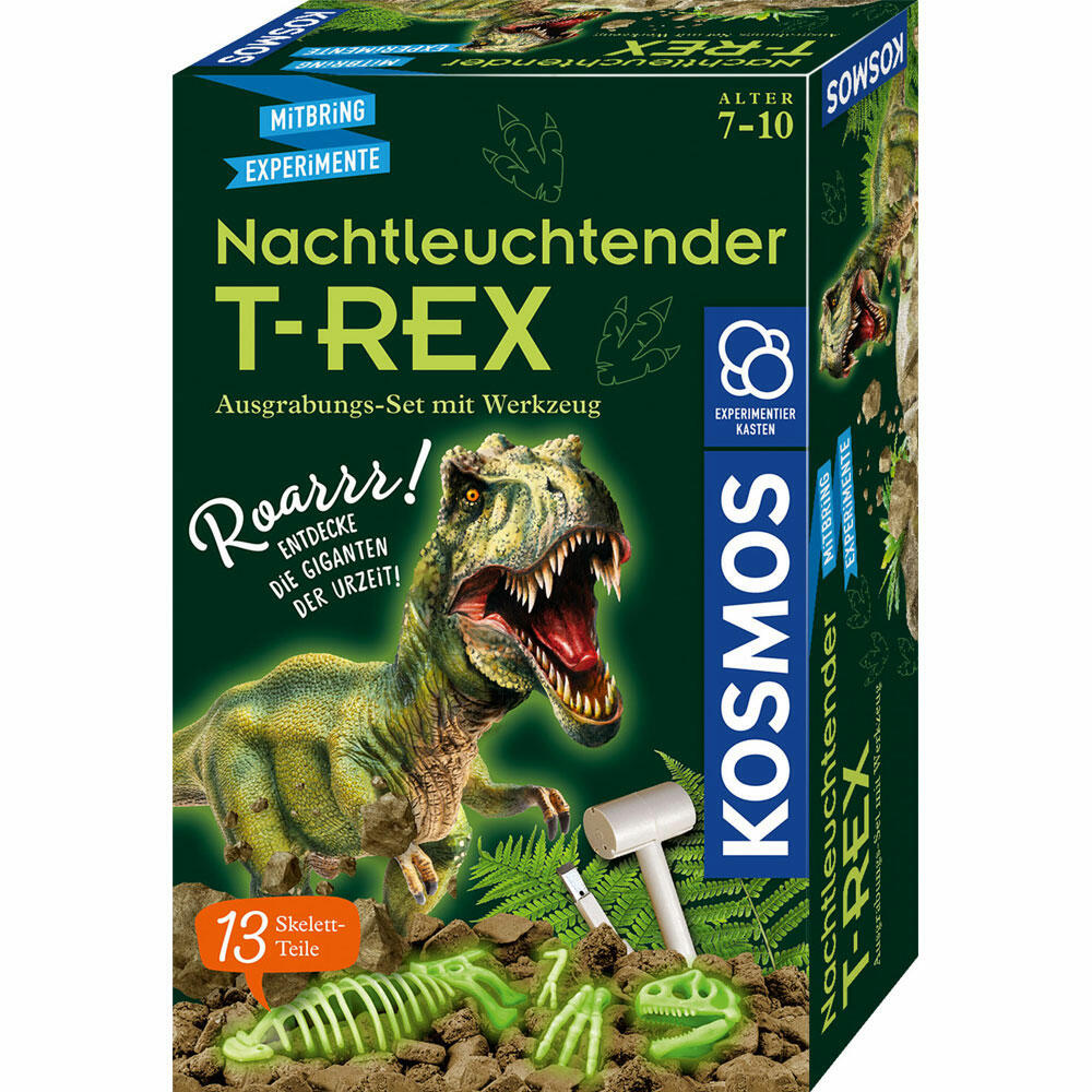 KOSMOS Nachtleuchtender T-REX, Ausgrabung, Experimentierkasten, Experimentier Kasten, Baukasten, ab 7 Jahren, 658021