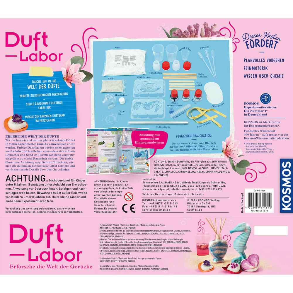 KOSMOS Experimentierkasten Duft-Labor, Experimente, Duft-Gel, Duftsteine, ab 8 Jahren, 671570