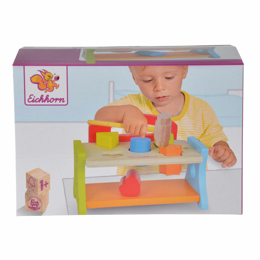 Eichhorn Klopfbank, Werkbank, Holzspielzeug, Hämmern, Hammer Spiel, Werkzeug, Formspiel, Holz, 100005090