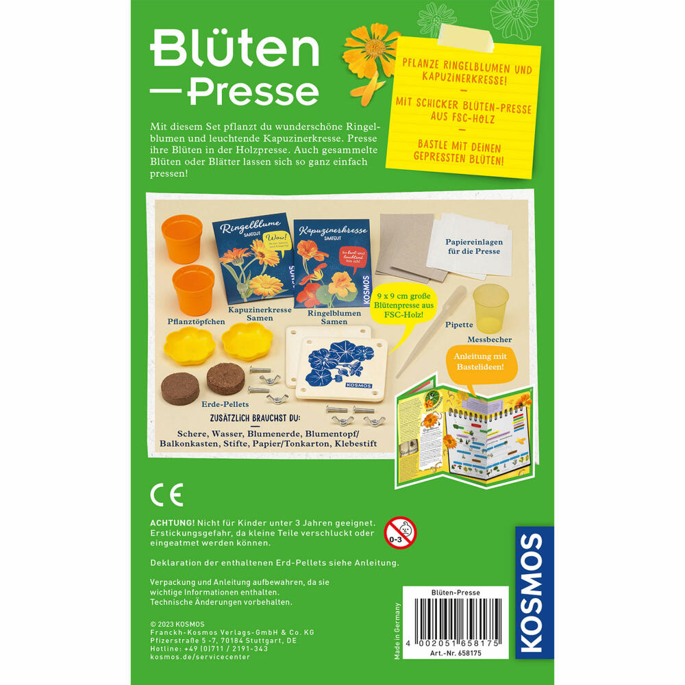 KOSMOS Mitbring-Experimente Blütenpresse, Experimentierkasten, Experimente, Blüten Pressen, Blumen, 658175