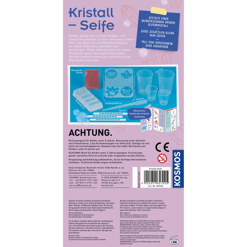 KOSMOS Kristall-Seife, Experimentieren, Basteln, Lernen, Entdecken, Spielzeug, ab 8 Jahren, 657925