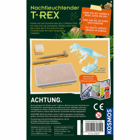 KOSMOS Nachtleuchtender T-REX, Ausgrabung, Experimentierkasten, Experimentier Kasten, Baukasten, ab 7 Jahren, 658021