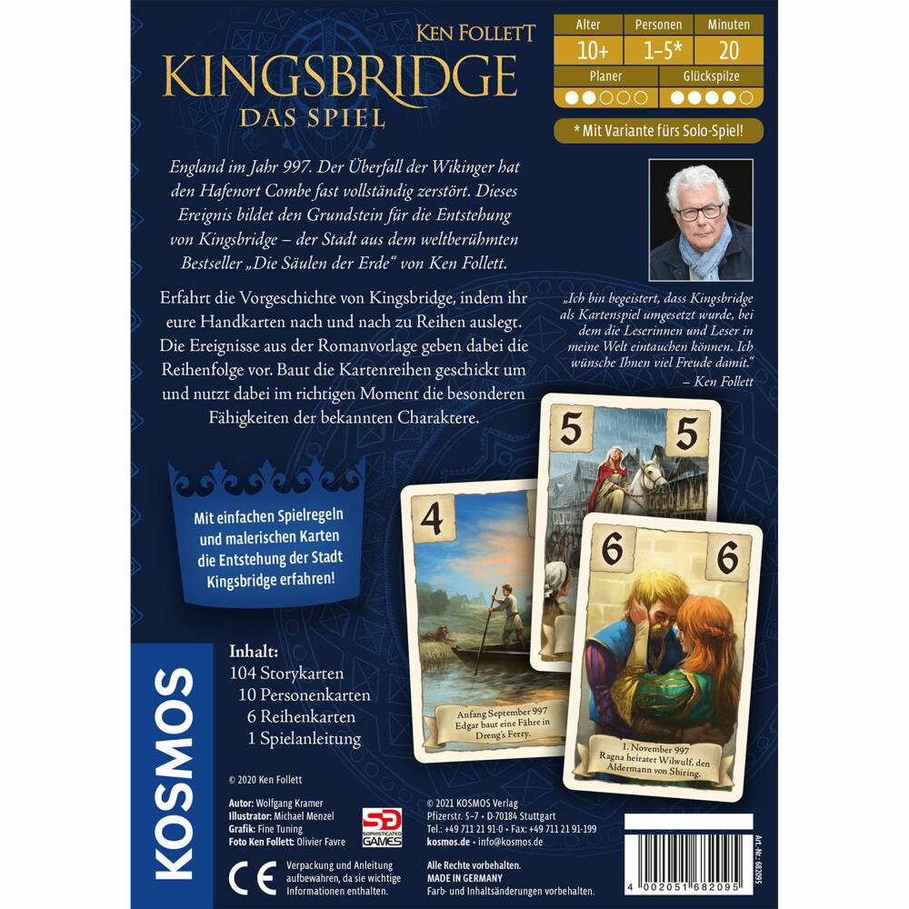 KOSMOS Ken Follett - Kingsbridge, card game, board game, card game, with solo variant, 682095