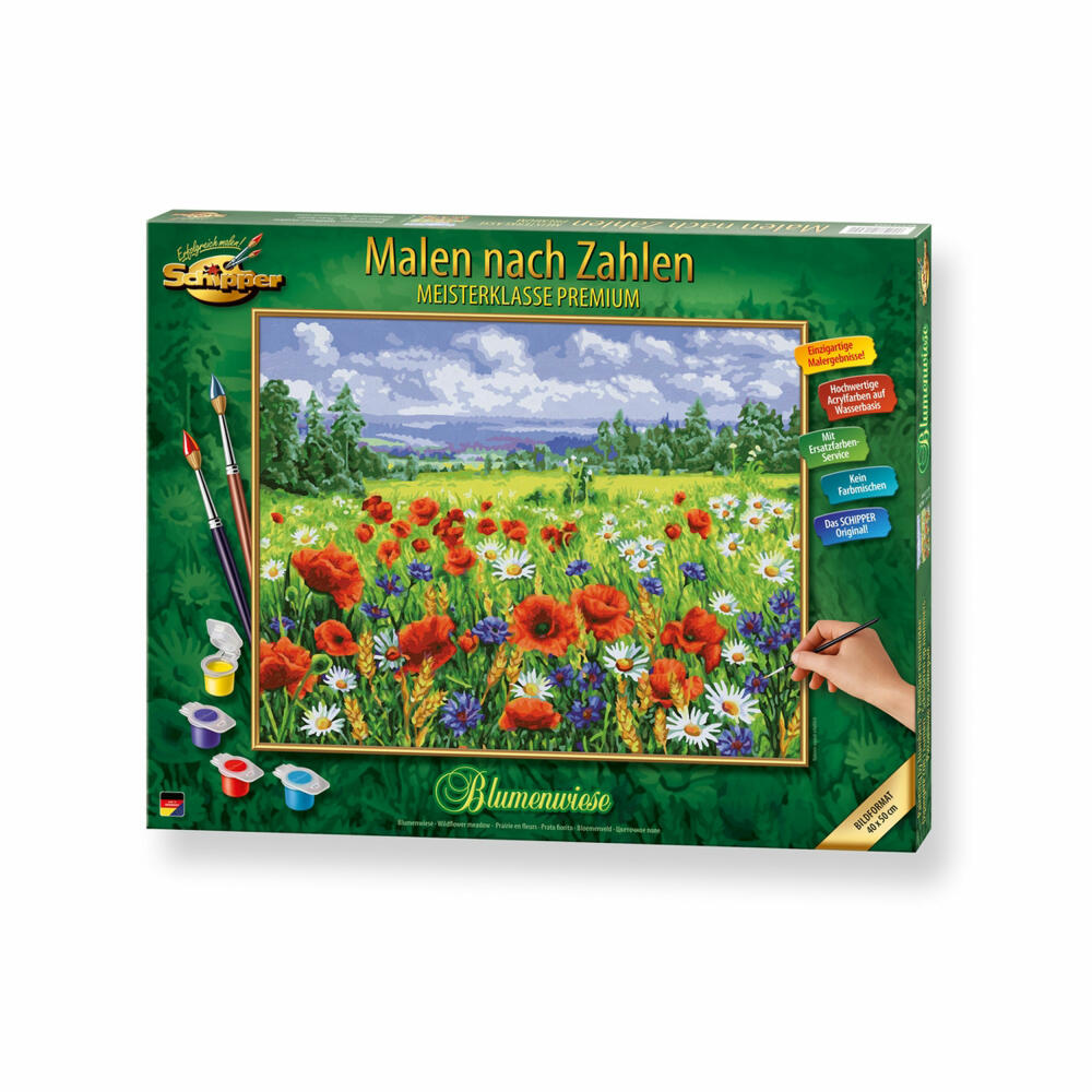 Schipper Painting by Numbers Flower Meadow, Master Class Premium, Coloring Page, Wall Picture, 40 x 50 cm, 609130824